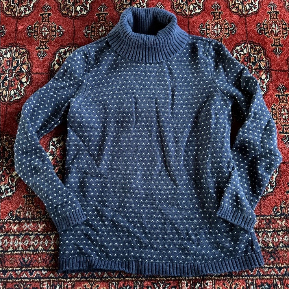 Karen Scott Deep Blue Nordic Ribbed Sweater, Cotton. Size small